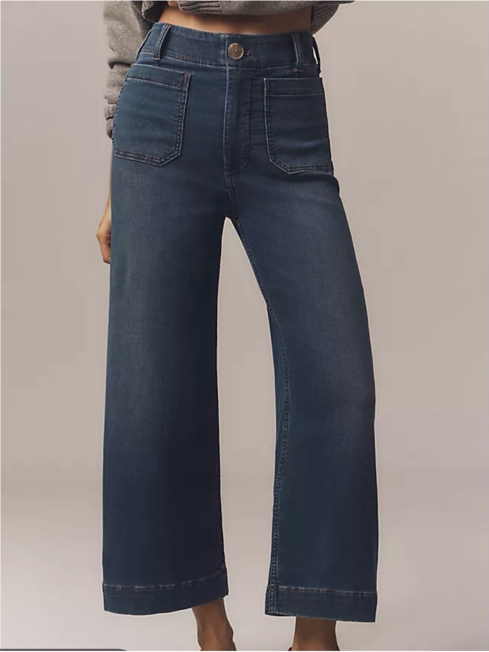 Maeve Colette High-Rise Cropped Wide-Leg Jeans Size 29 Blue